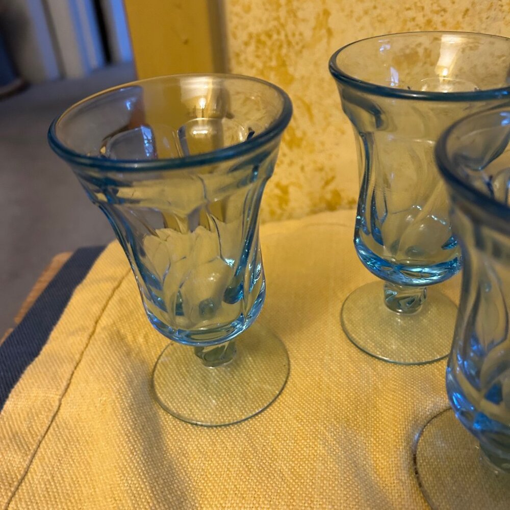 Vintage Goblets Fostoria Jamestown Blue  swirl pattern  5in tall - Picture 3 of 7